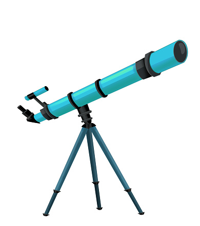 cartoon scene with colorful telescope equipement isolated illustration for kids