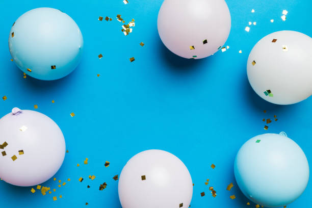istock Flat lay party decoration concept on pastel colored background from above. Love concept. Holiday celebration. Valentine Day or birthday party decoration 1678399607