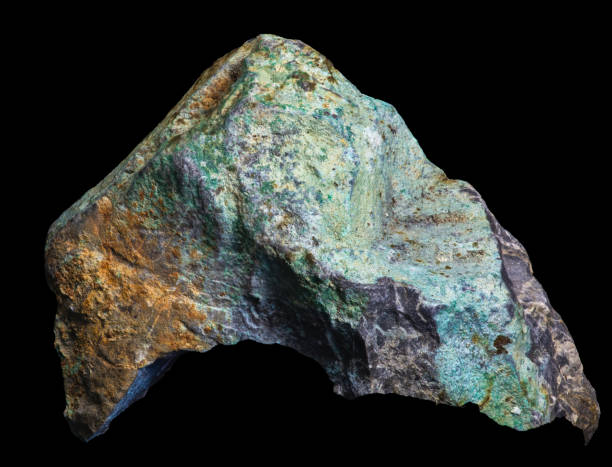 istock Metamorphic rock with a turquoise mineral layer. 1678411459