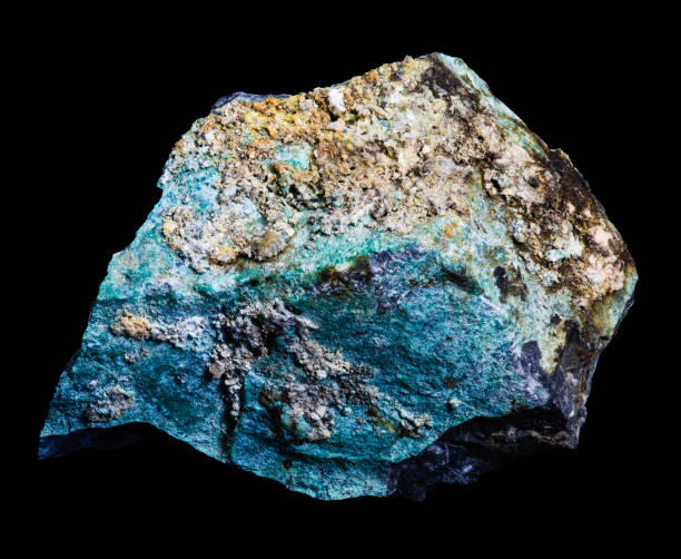 istock Metamorphic rock with a turquoise mineral layer. 1678411464