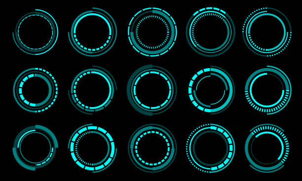 Set of sci fi blue circle user interface elements technology futuristic design modern creative on black background vector Set of sci fi blue circle user interface elements technology futuristic design modern creative on black background vector illustration. download festival stock illustrations