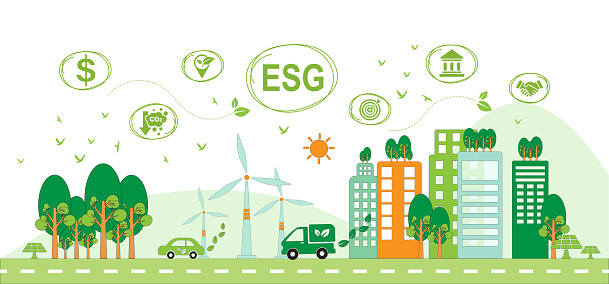 ESG concept icon for business and organization, Environment, Social, Governance and sustainability development concept with venn diagram, vector illustration, infographic.