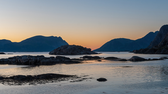Seascape at sunset on the Lofoten Islands, Norway