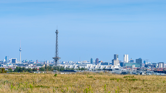 Germany, Berlin, September 09, 2023 -Berlin skyline from Berlin devils hill - Teufelsberg Charlottenburg