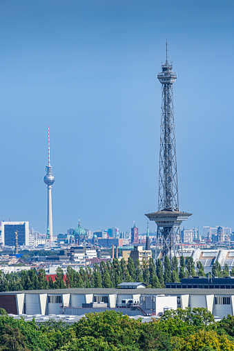 Germany, Berlin, September 09, 2023 -Berlin skyline from Berlin devils hill - Teufelsberg Charlottenburg