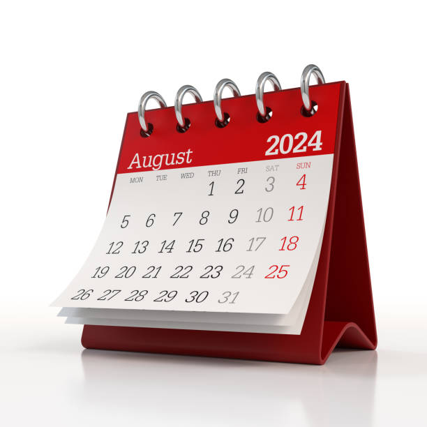 istock August 2024 Calendar. Isolated on White Background. 3D Illustration 1678454823