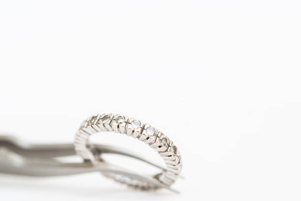 Close-up, ring, black background. Sapphire, Tanzanite or Topaz.