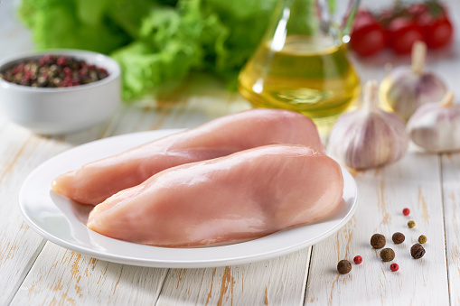 fresh chicken isolated on white background with clipping path