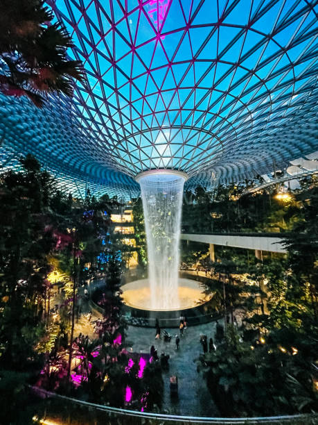 The Rain Vortex at Jewel, Changi Airport stock photo