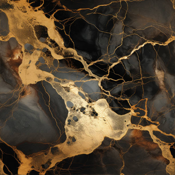 Glossy Portoro Marble Slab Texture Gold