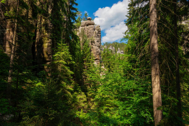 Rock formations in Adrspach Teplice rock city in Czech Republic near Polish border
