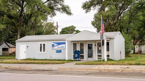 Merriman, NE, USA - September 10, 2023: US Post Office in a small rural town in Nebraska..