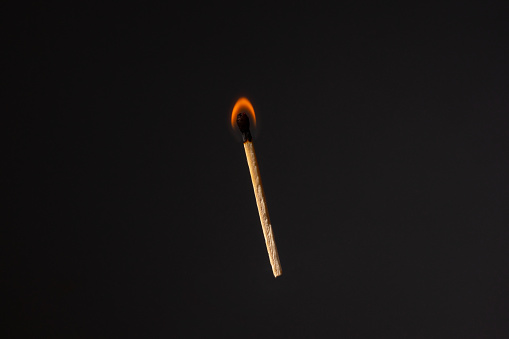 Flaming match, intense fire, evolutionary fire technology, daily and daily use, detail of ash and fathoms in central america.