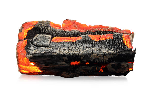istock Piece of smoldering coal on white background 1678640749