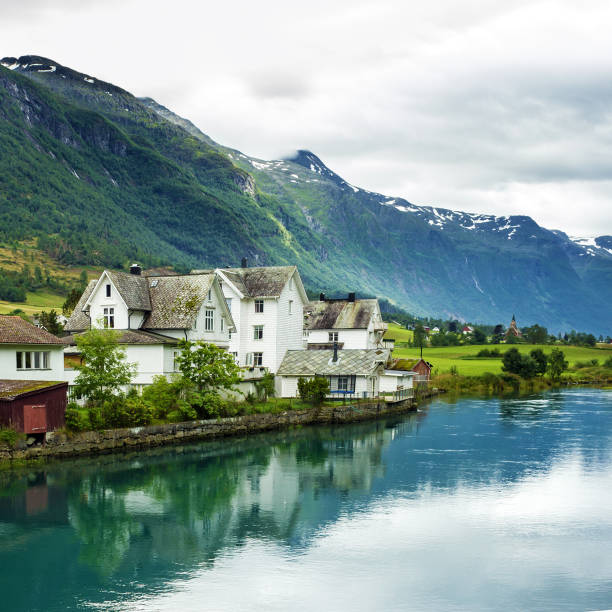 istock Seafront of Norwegian town Olden 1678642342