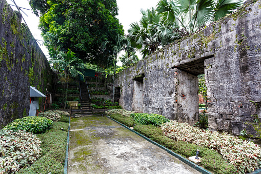 Ruined buildings inside Fort Santiago, Intramuros, Manila, Philippines, Asia