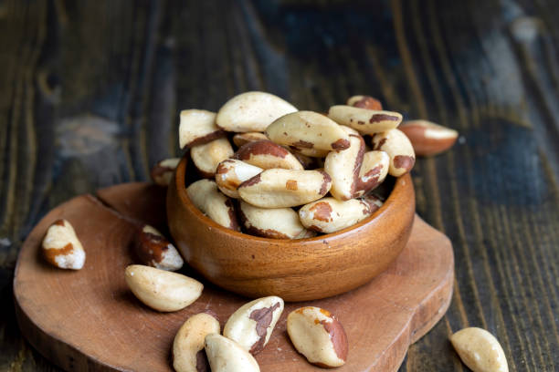istock Peeled Brazil nuts on the table 1678672207