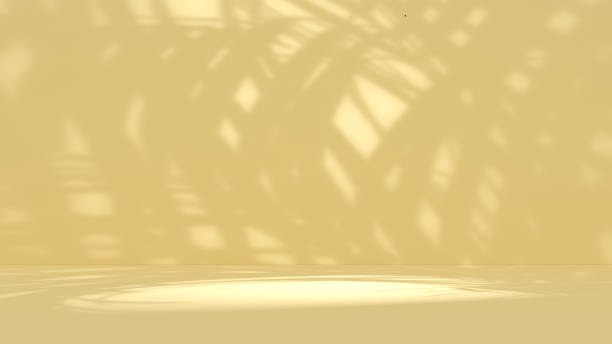 Empty yellow room with light beams