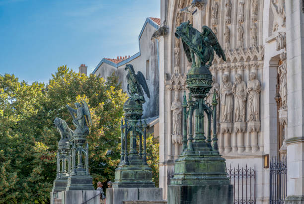 Nancy, France - 09 02 2023: View of the facade of Saint-Epvre Basilica