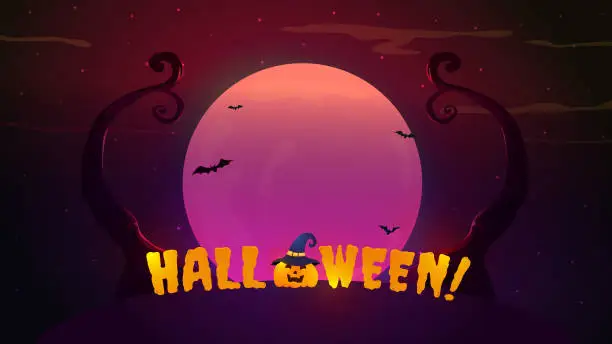 Vector illustration of Background with Halloween theme, a scary but cute