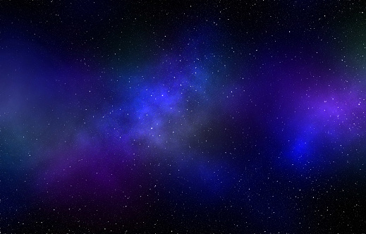 Space background with stardust and shining stars. Realistic cosmos and color nebula. Colorful galaxy. 3d illustration.