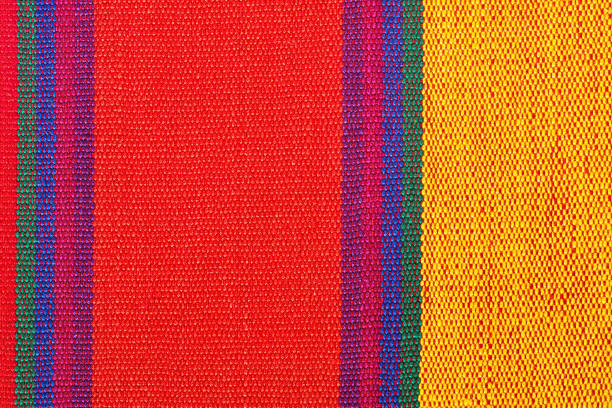 The picture displays a vibrant Latin tapestry woven with a riot of colors, creating an eye-catching textile background.