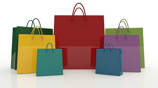 Coloured shopping bags
