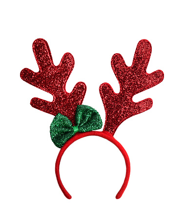 Diadema de cuerno de reno rojo para disfraz de Navidad disfraz hasta recorte aislado photo