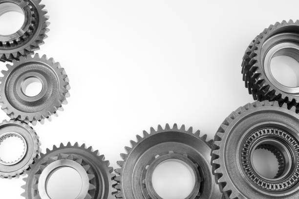 istock Steel cog gears on white 1678833229