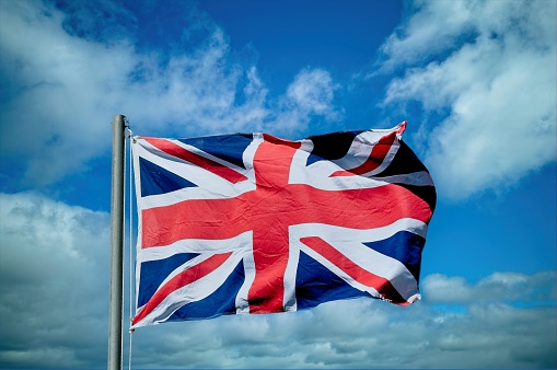 United Kingdom flag flowing background