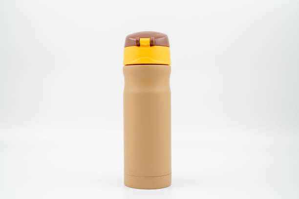 istock Brown thermos water bottle isolated on white background 1678883918