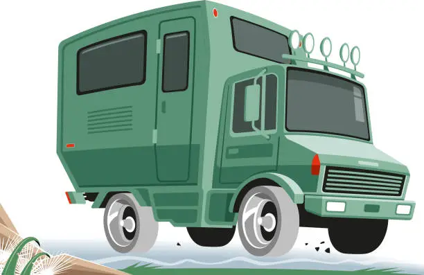 Vector illustration of MOTOR HOME ON THE WAY
