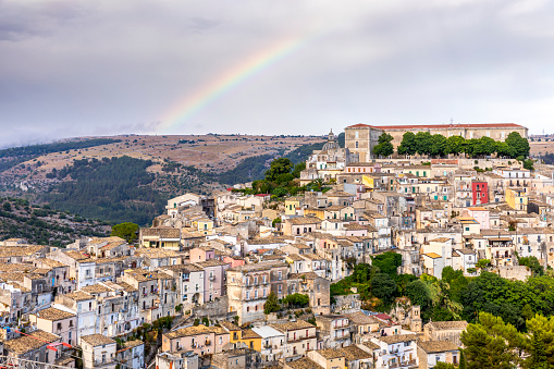 Ragusa, Sicily, Italy - July 14, 2022: View of Ragusa, a UNESCO World Heritage City on the Italian island of Sicily