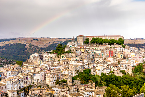 Ragusa, Sicily, Italy - July 14, 2022: View of Ragusa, a UNESCO World Heritage City on the Italian island of Sicily