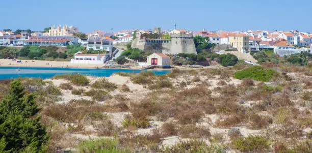 Vila Nova de Milfontes street. Little picturesque town on the Alentejo coast, Portugal. Overview from Furnas Beach