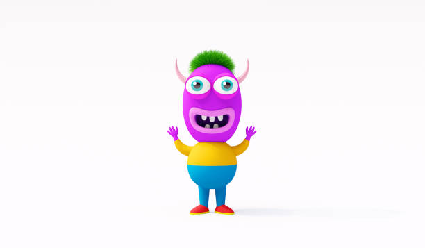 istock Cute funny colorful screaming monster on white background 3d render 1679092310