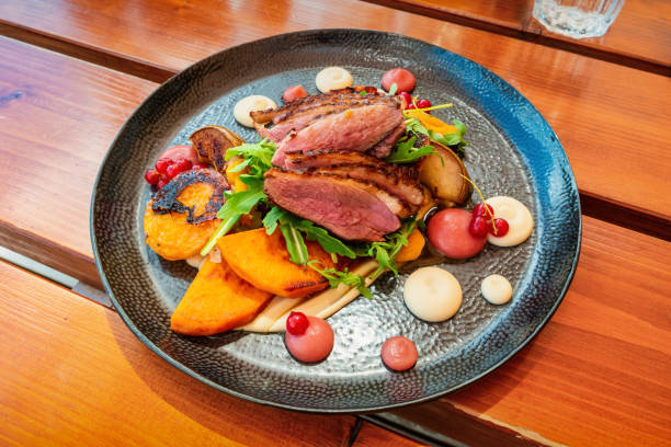 Duck Breast slices with Sweet Potato Plate