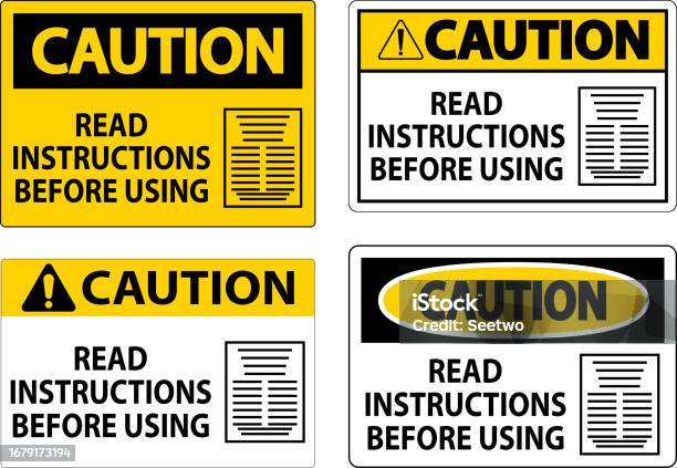 Caution Machine Sign Read Instructions Before Using Stock Illustration ...