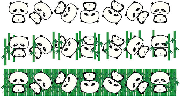 rolling panda in bamboo vector art illustration