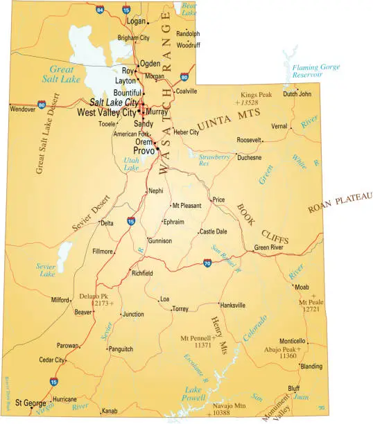 Vector illustration of Map of Utah