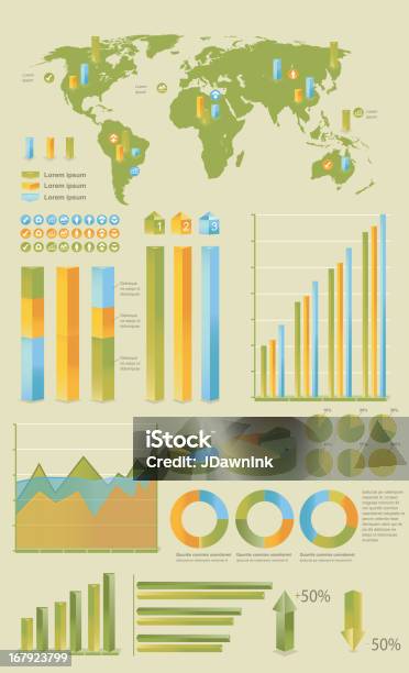 Infographic Set Of Elements Including Map Stock Illustration - Download Image Now - Adult, Arrow Symbol, Bar Graph