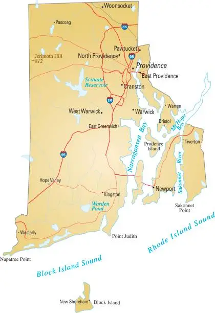 Vector illustration of Map of Rhode Island
