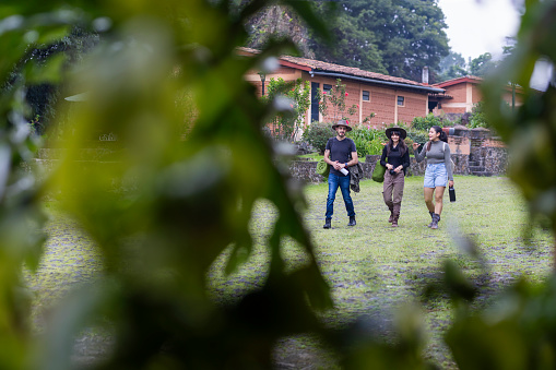 Travellers with hiking clothes and all the attitude for adventure.