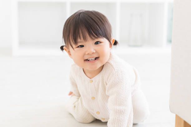 asian cute baby , smile stock photo