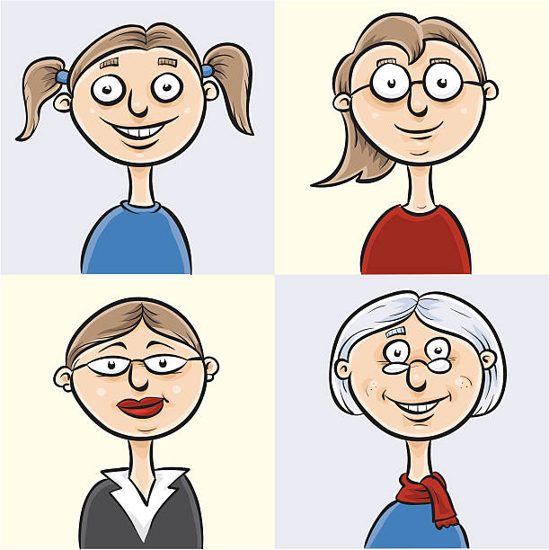 年齢&段階 - aging process image sequence child women点のイラスト素材／クリップアート素材／マンガ素材／アイコン素材