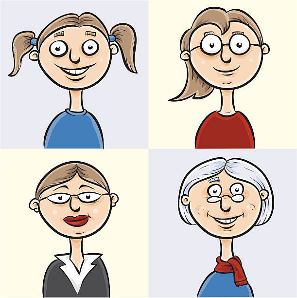 ilustrações de stock, clip art, desenhos animados e ícones de idades & fases - aging process image sequence child women