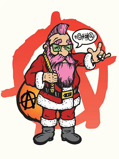 Vector illustration of punk rock santa claus