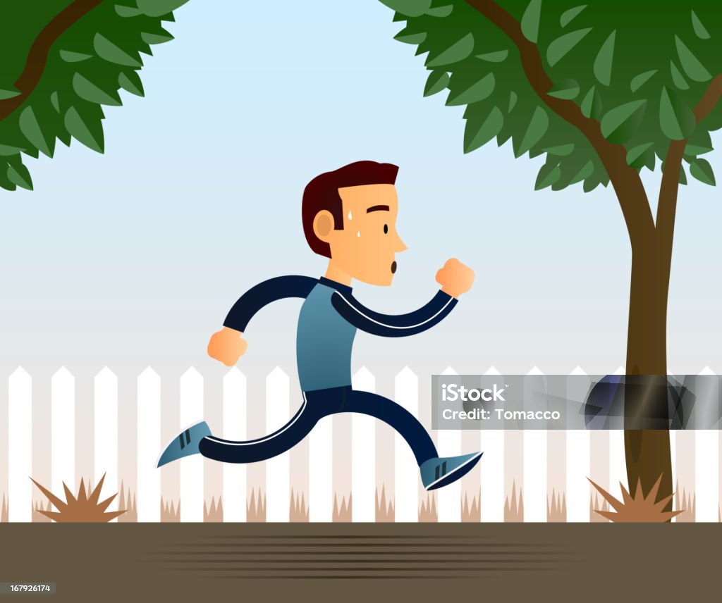 Jogger dans la banlieue - clipart vectoriel de Arbre libre de droits