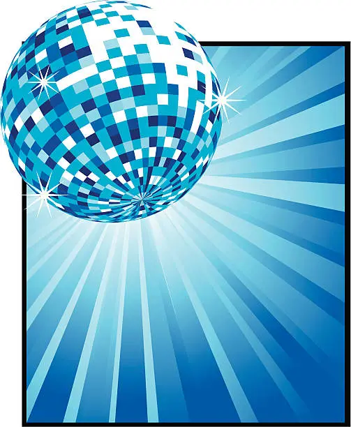 Vector illustration of Blue Disco Ball Background