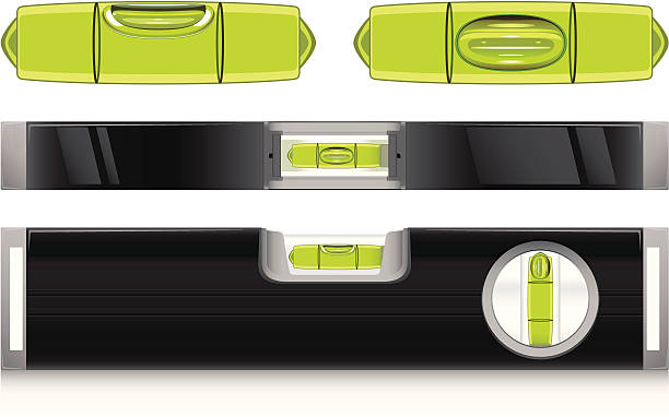 Level Top and side view of a level. spirit level stock illustrations